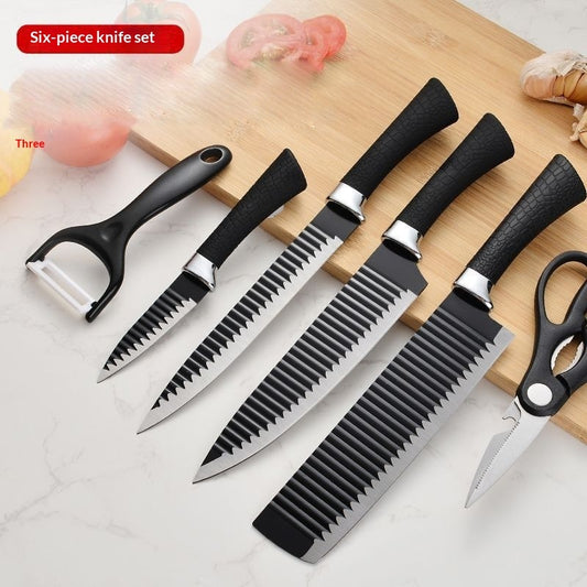 6-piece Minzory household knife set featuring colorful handles and sharp stainless steel blades.